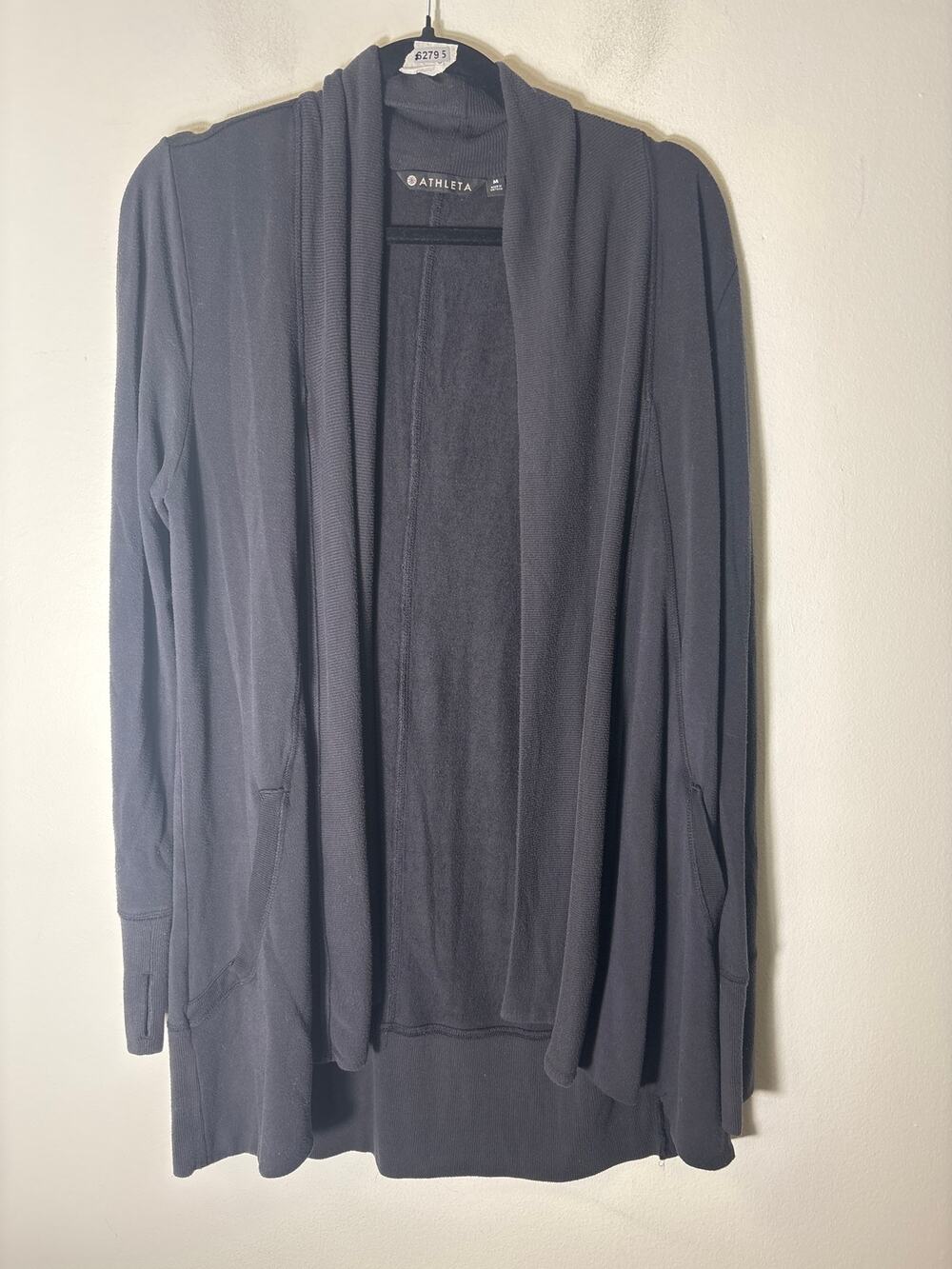 Athleta Black Long Sleeve Knit Open Front Cardigan Sz M